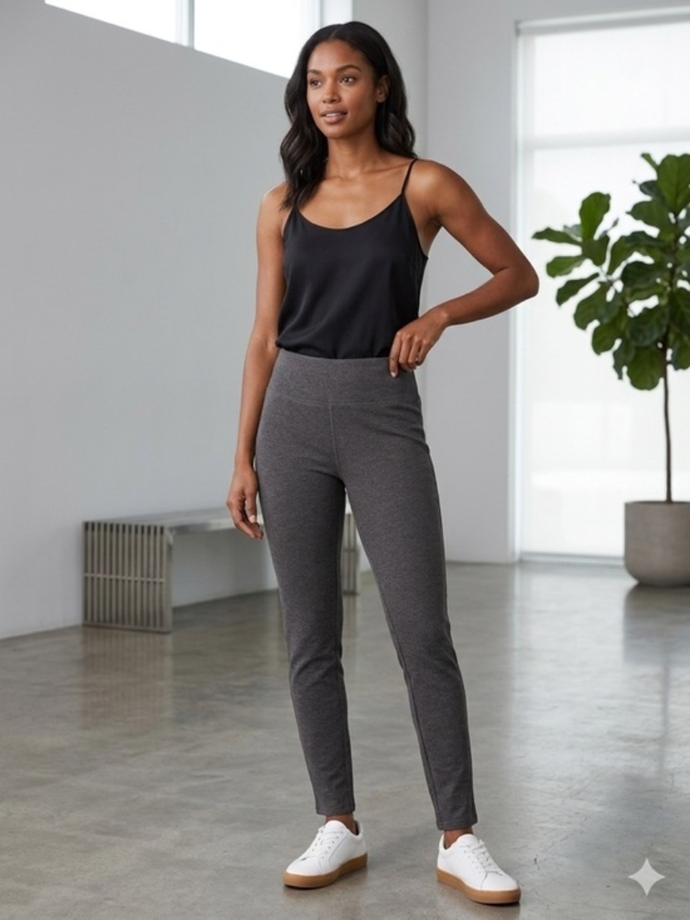 Eddie Bauer  Women’s Pants pullover Flat Front - Stretch gray  Size M